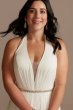Chiffon Halter Plunge Beaded Waist Wedding Dress WG4014