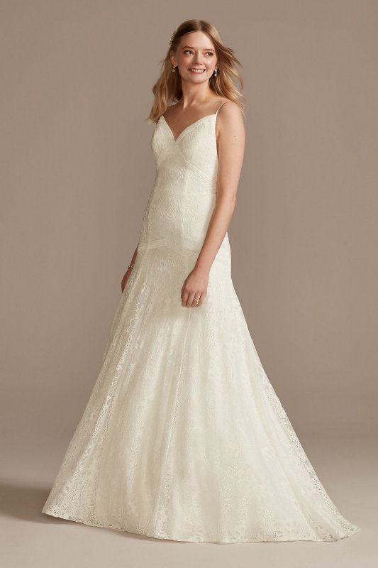Low Back Lace Wedding Dress with Fringe Swags WG4024