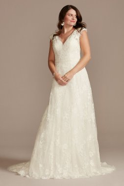 Illusion Cap Sleeve Lace Wedding Dress WG4026