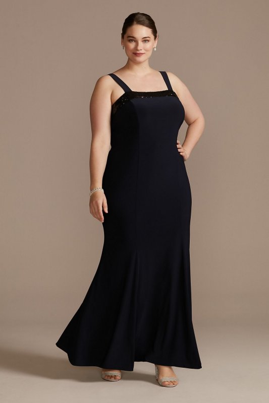 Sequin-Trimmed Plus Size Sheath Dress and Jacket 29279
