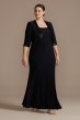 Sequin-Trimmed Plus Size Sheath Dress and Jacket 29279