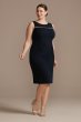 Beaded Chiffon Short Plus Size Dress and Capelet 29543