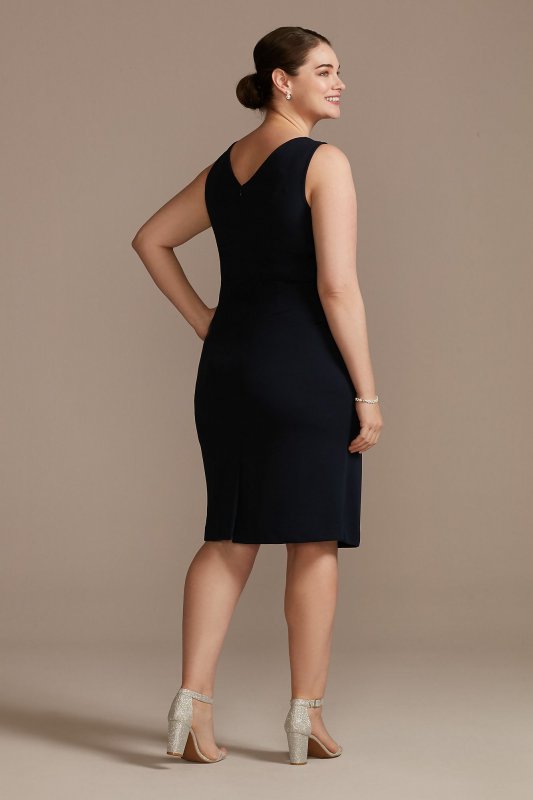 Beaded Chiffon Short Plus Size Dress and Capelet 29543