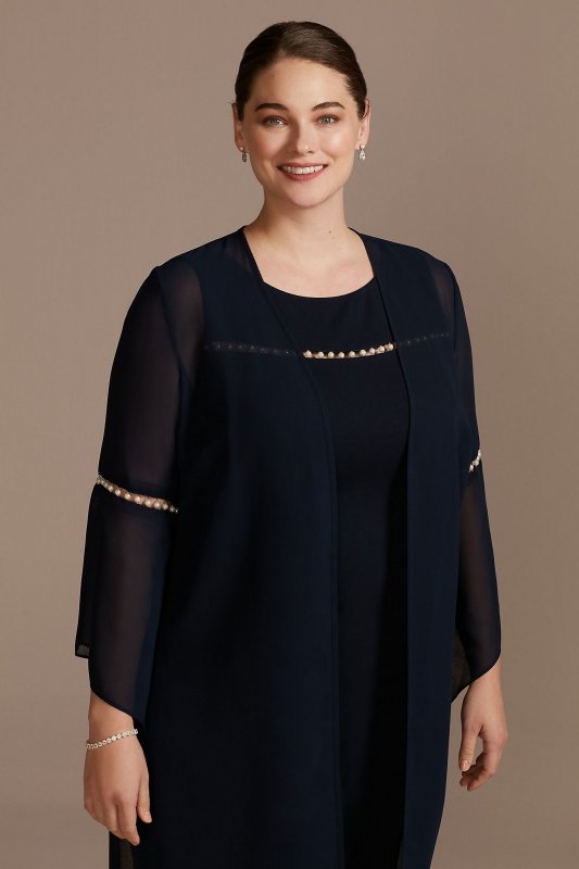 Beaded Chiffon Short Plus Size Dress and Capelet 29543