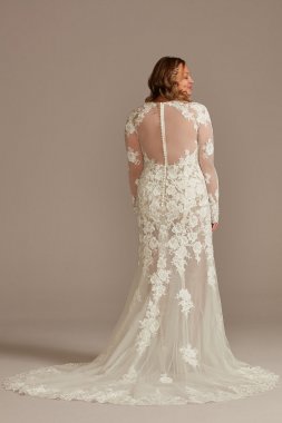 Long Slv Sequin Bodysuit Plus Tall Wedding Dress 4XL9SLMBSWG843