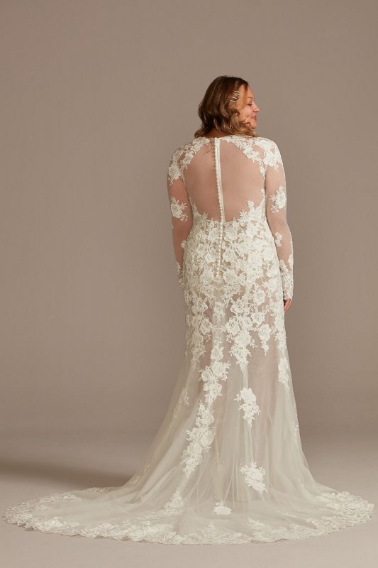 Long Slv Sequin Bodysuit Plus Tall Wedding Dress 4XL9SLMBSWG843