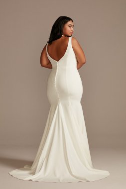Crepe V-Neck Mermaid Tall Plus Wedding Dress 4XL9WG4023