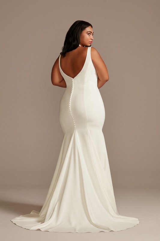 Crepe V-Neck Mermaid Tall Plus Wedding Dress 4XL9WG4023