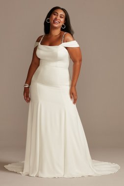 Off Shoulder Cowl Neck Tall Plus Wedding Dress 4XL9WG4030