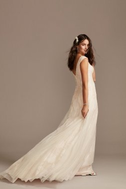Cap Sleeve Point DEsprit Tall Wedding Dress 4XLMS251230