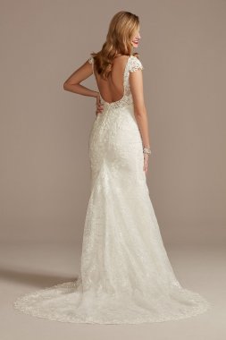Tall Sheath Wedding Dress with Beaded Swag Back 4XLSWG884