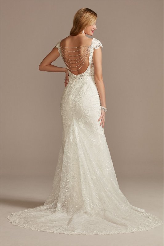 Tall Sheath Wedding Dress with Beaded Swag Back 4XLSWG884
