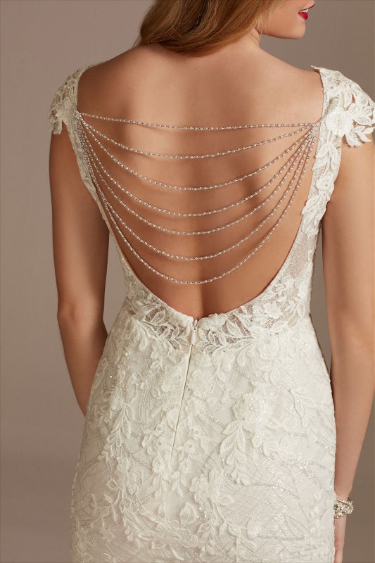 Tall Sheath Wedding Dress with Beaded Swag Back 4XLSWG884