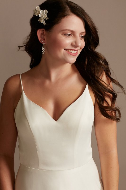 V-Neck Tall Wedding Dress with Beaded Back 4XLWG4004DB
