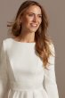 Low Back Mid-Sleeve Satin Crepe Tall Wedding Dress 4XLWG4005DB