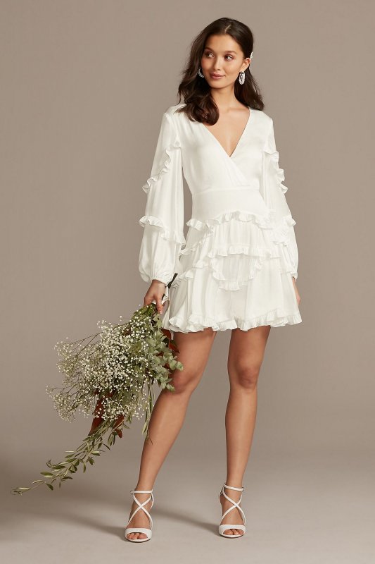 Charmeuse Ruffle Mini Dress with Back Tie 55079DB1
