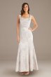 Brocade Square-Neck Sheath Gown with Cap Sleeves 7252