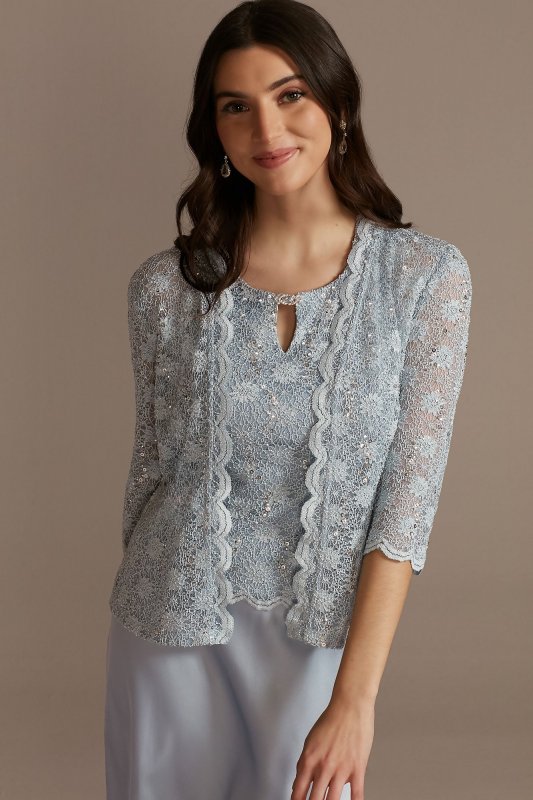 Flowy A-Line Dress with Lace Bodice and Jacket 7739