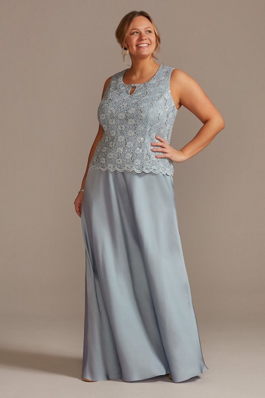 Lace Bodice and Jacket Flowy A-Line Plus Dress 7739W