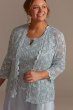 Lace Bodice and Jacket Flowy A-Line Plus Dress 7739W