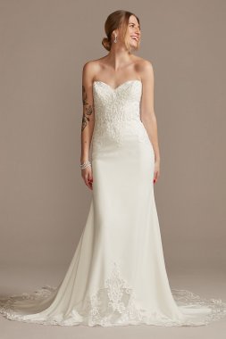 Beaded Lace Petite Wedding Dress with Back Strap 7LBSV830