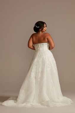 Strapless Pearl Ball Gown Plus Size Wedding Dress 8CWG892
