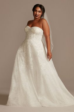 Strapless Pearl Ball Gown Plus Size Wedding Dress 8CWG892