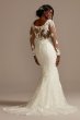 3D Floral Illusion Sleeve Plus Size Wedding Dress 8CWG894