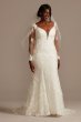 3D Floral Illusion Sleeve Plus Size Wedding Dress 8CWG894