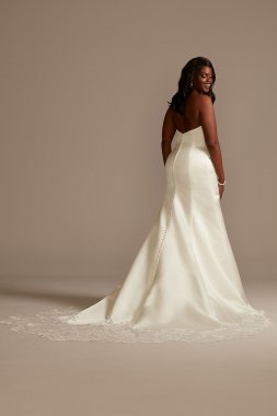 Satin Plus Size Wedding Dress with Cathedral Train 8CWG896