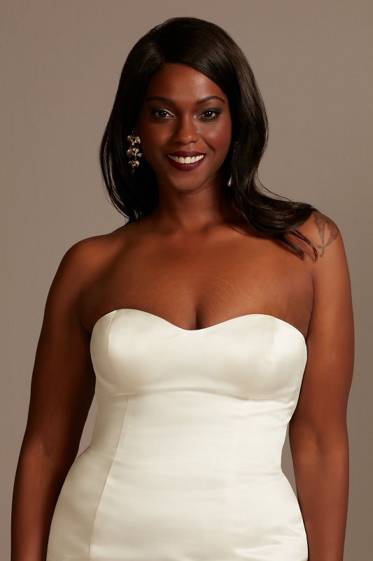 Satin Plus Size Wedding Dress with Cathedral Train 8CWG896