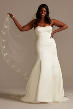 Satin Plus Size Wedding Dress with Cathedral Train 8CWG896