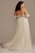Flutter Sleeve 3D Floral Plus Size Wedding Dress 8MS251244