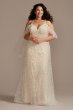 Flutter Sleeve 3D Floral Plus Size Wedding Dress 8MS251244