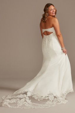 Beaded Bodice Lace Crepe Plus Size Wedding Dress 9LBSV830