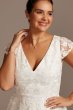 V-Neck Embroidered Lace Cap Sleeve Plus Size Dress 9SDWG0804