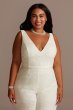 Scalloped Lace V-Neck Wide-Leg Plus Size Jumpsuit 9SDWG0931