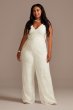 Scalloped Lace V-Neck Wide-Leg Plus Size Jumpsuit 9SDWG0931