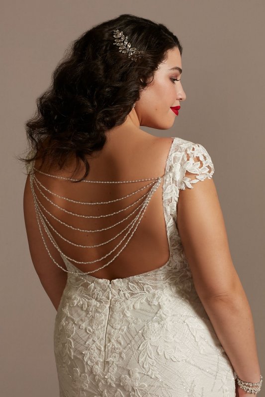 Sheath Plus Wedding Dress with Beaded Swag Back 9SWG884