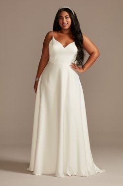 V-Neck Plus Size Wedding Dress with Beaded Back 9WG4004DB