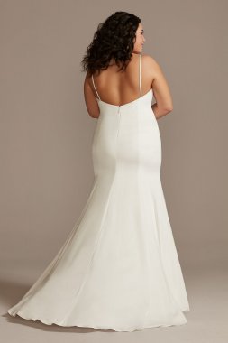 Crepe Back Satin Spaghetti Strap Plus Size Dress Bridal 9WG4044