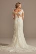3D Floral Illusion Sleeve Plunge Wedding Dress CWG894