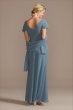 Pleated Flutter Sleeve Chiffon Dress with Crystals D40NY009