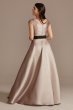 Pleated Satin Cap Sleeve Dress with Bow D40NY023