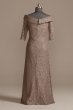 Off-the-Shoulder Glitter Lace Plus Size Dress WBM2263W