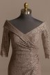 Off-the-Shoulder Glitter Lace Plus Size Dress WBM2263W