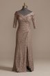 Off-the-Shoulder Glitter Lace Plus Size Dress WBM2263W