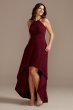 High Neck Crepe A-Line Dress with High-Low Hem WBM2400V2
