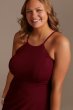 High Neck Crepe Plus-Size Dress with High-Low Hem WBM2400V2W