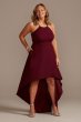 High Neck Crepe Plus-Size Dress with High-Low Hem WBM2400V2W